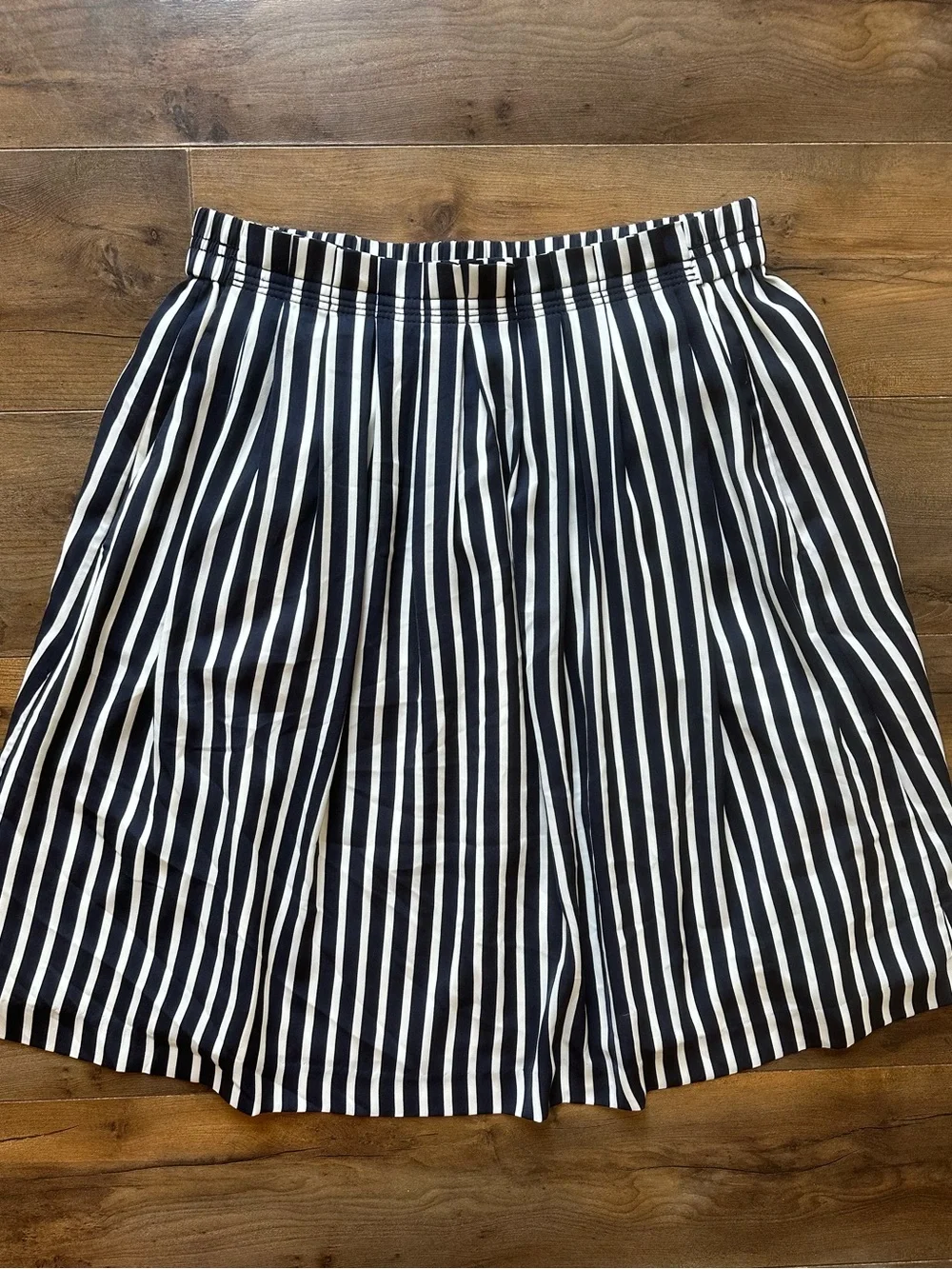 J.Crew Navy White Striped Midi Skirt Size 4 Nautical A-Line Pockets